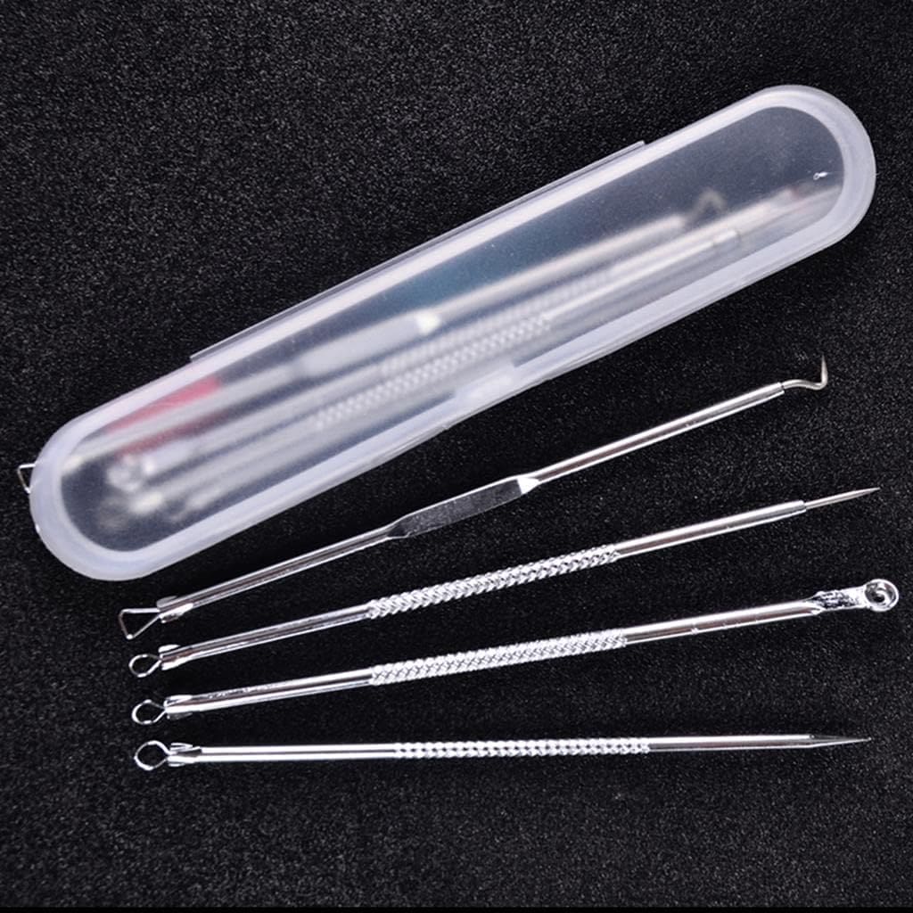Set Of 4 Pimple Popper Needle, 4-In-1 Multifunctional Acne Needles, Blackhead Remover Tools, Spoon Face Skin Care Tools, Steel Blackhead Removal Kit, Women Beauty Acne Treatment Pore Cleanser Needle Hook, Comedone Extractor Remover Set for All Skin Types Set Of 4 Pimple Popper Needle, 4-In-1 Multifunctional Acne Needles, Blackhead Remover Tools, Spoon Face Skin Care Tools, Steel Blackhead Removal Kit, Women Beauty Acne Treatment Pore Cleanser Needle Hook, Comedone Extractor Remover Set for All Skin Types